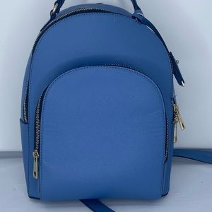 Zara Basic Collection Blue Faux Leather Backpack - image 1